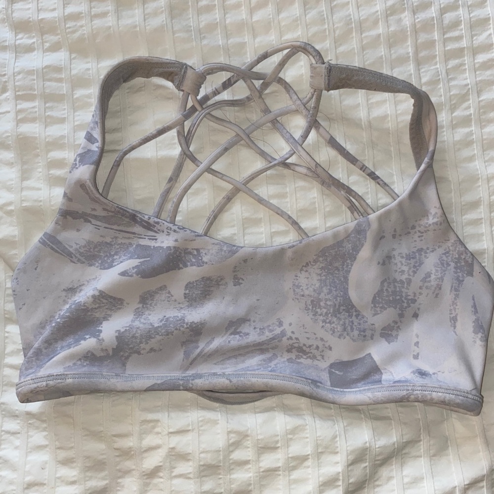 Grey and white lulu lemon sports bra
